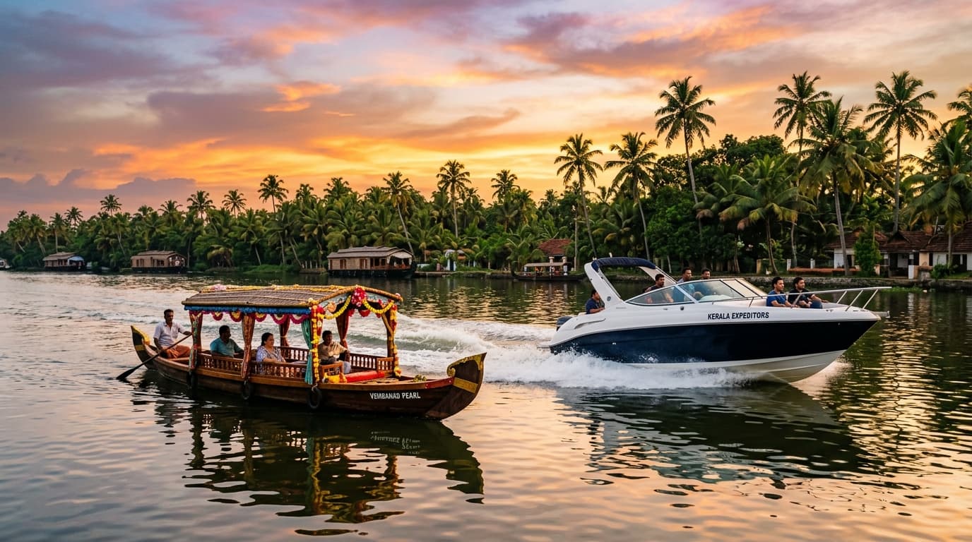 Speed boat vs Shikara in Alleppey